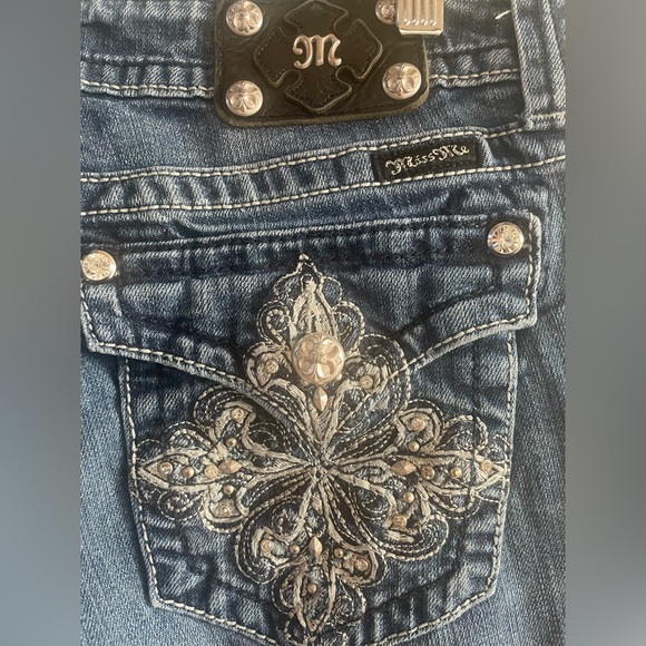 Miss Me Denim Boot Cut Jeans with Silver Accents - Picture 5 of 8